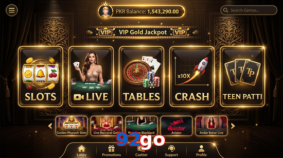 Main screen of 92Go casino page for PK players