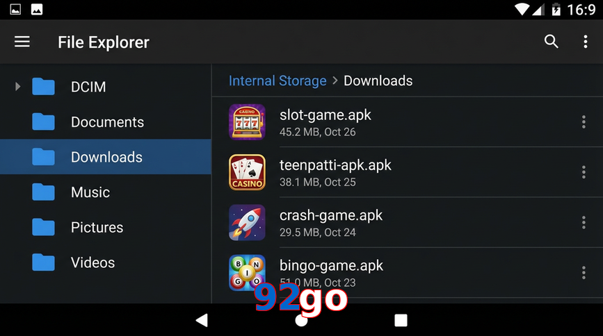 Main screen of 92Go gameapk page for PK players